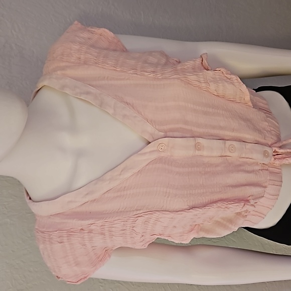 GOOD LUCK GEM Pink Cascade Ruffle Cropped Festival Shirt - Picture 4 of 8